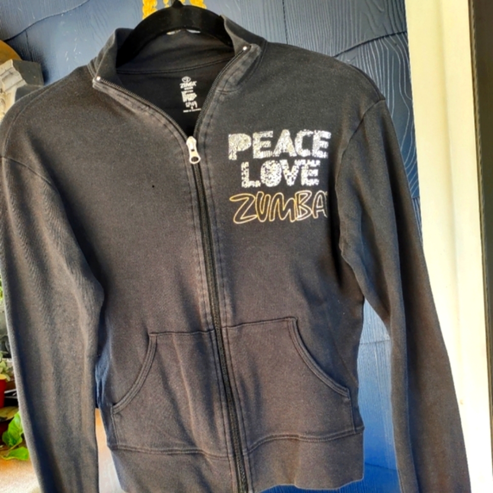 Zumba Bedazzled front zip jacket Size Small